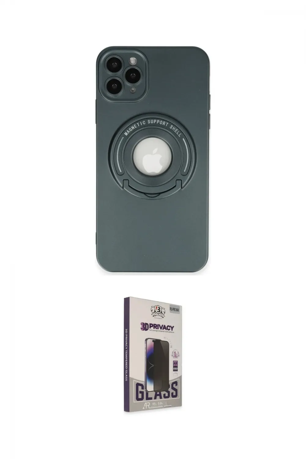 ieg™ iPhone 12 Pro Max Kılıf Eksen Klasik Prime - Siyah Bilvis Hayalet Cam Ekran Koruyucu