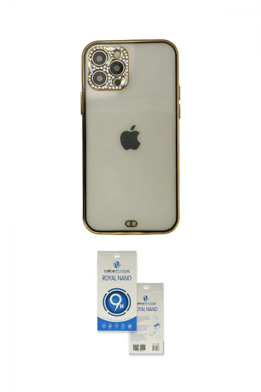 ieg™ iPhone 12 Pro Max Kılıf Eksen Minimal Koleksiyonu - Şeffaf Royal Nano Ekran Koruyucu