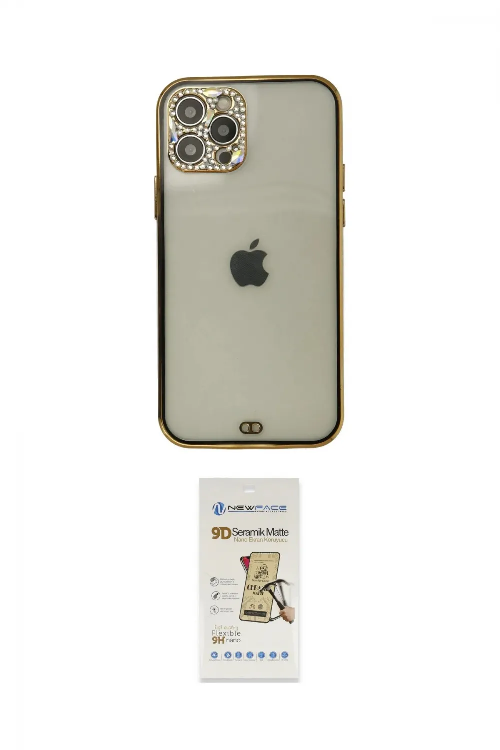 ieg™ iPhone 12 Pro Max Kılıf Eksen Minimal Koleksiyonu - Siyah Mat Seramik Nano Ekran Koruyucu