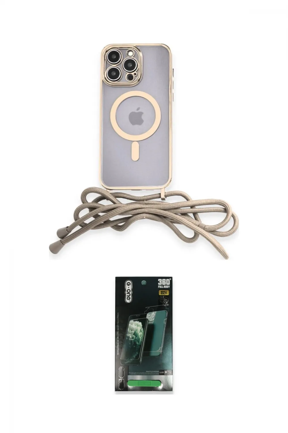 ieg™ iPhone 12 Pro Max Kılıf Eksen Özel Seri - Şeffaf 360 Full Body Arka Koruyucu