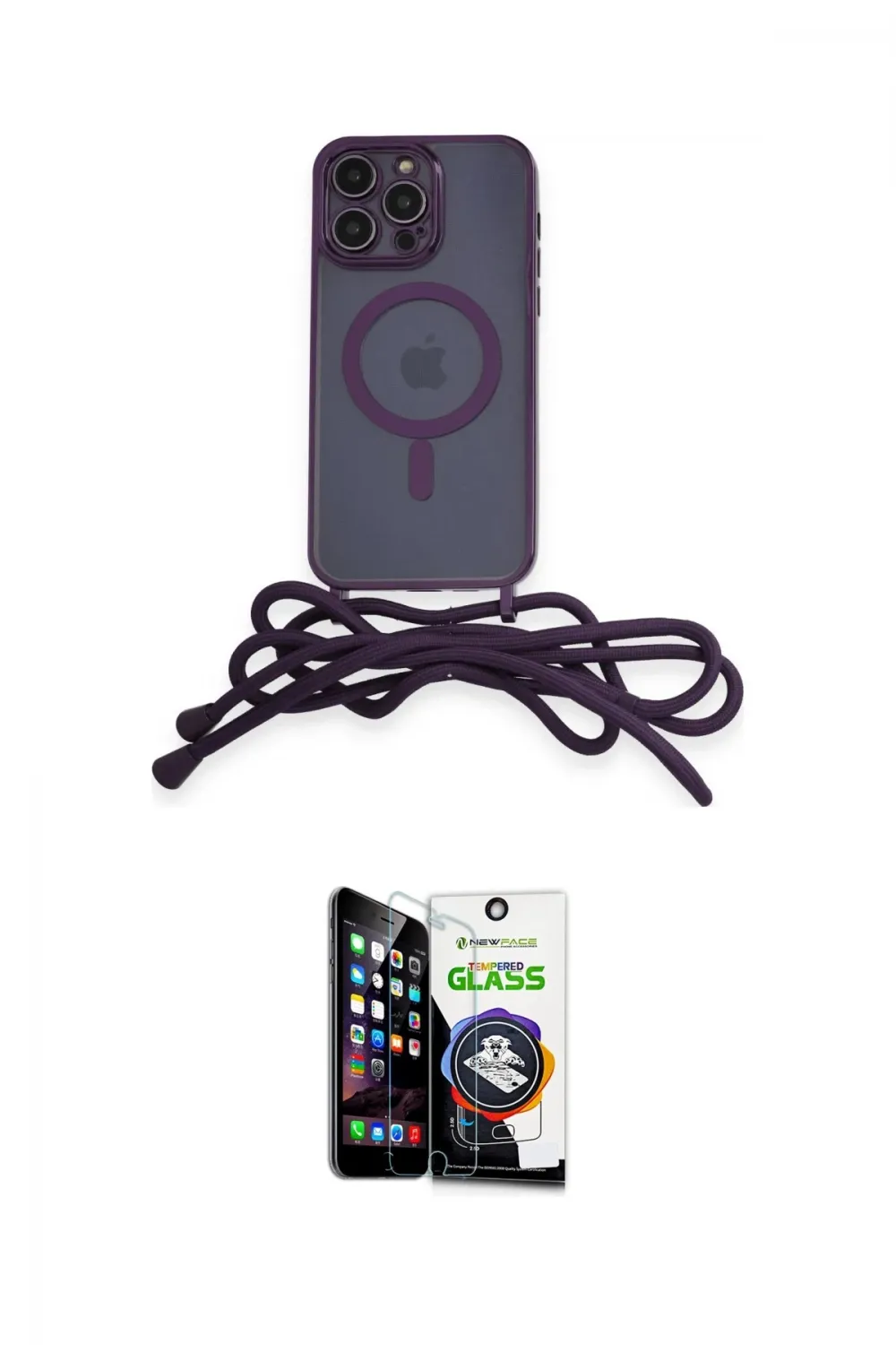 ieg™ iPhone 12 Pro Max Kılıf Eksen Özel Seri - Şeffaf Temperli Cam Ekran Koruyucu