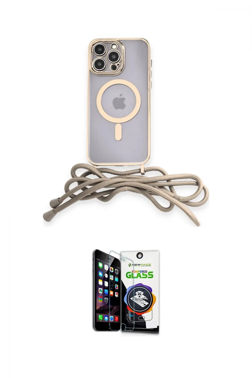 ieg™ iPhone 12 Pro Max Kılıf Eksen Özel Seri - Şeffaf Temperli Cam Ekran Koruyucu