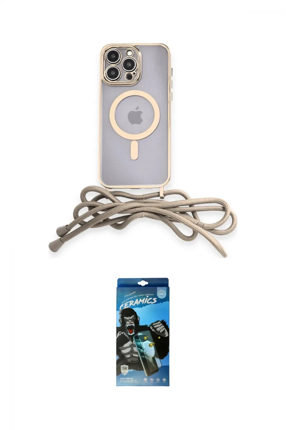 ieg™ iPhone 12 Pro Max Kılıf Eksen Özel Seri - Siyah 34D Izgaralı Cam