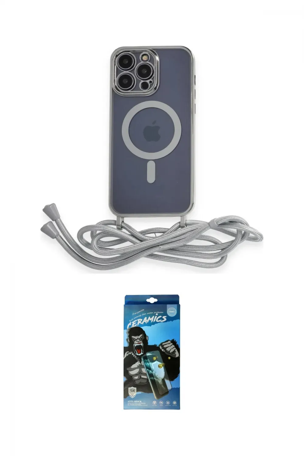ieg™ iPhone 12 Pro Max Kılıf Eksen Özel Seri - Siyah 34D Izgaralı Cam