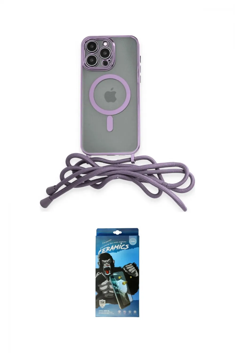 ieg™ iPhone 12 Pro Max Kılıf Eksen Özel Seri - Siyah 34D Izgaralı Cam