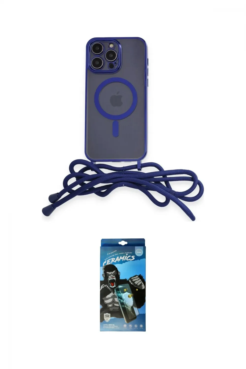 ieg™ iPhone 12 Pro Max Kılıf Eksen Özel Seri - Siyah 34D Izgaralı Cam