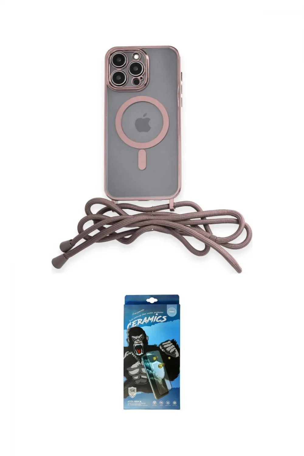 ieg™ iPhone 12 Pro Max Kılıf Eksen Özel Seri - Siyah 34D Izgaralı Cam