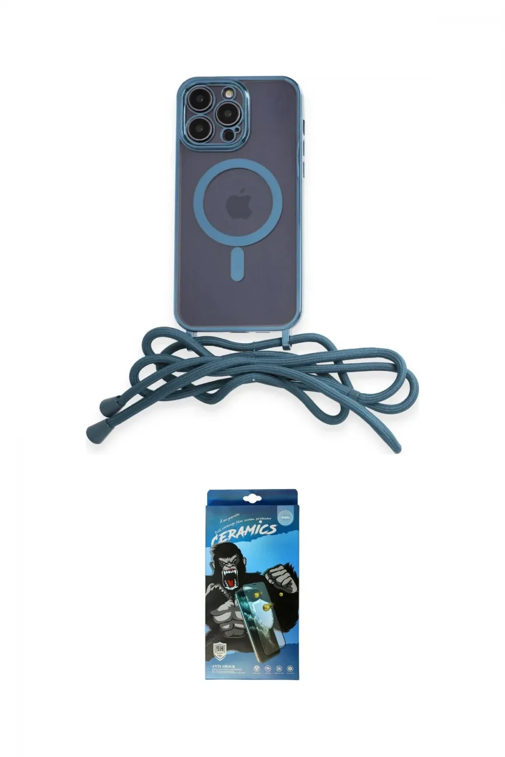 ieg™ iPhone 12 Pro Max Kılıf Eksen Özel Seri - Siyah 34D Izgaralı Cam