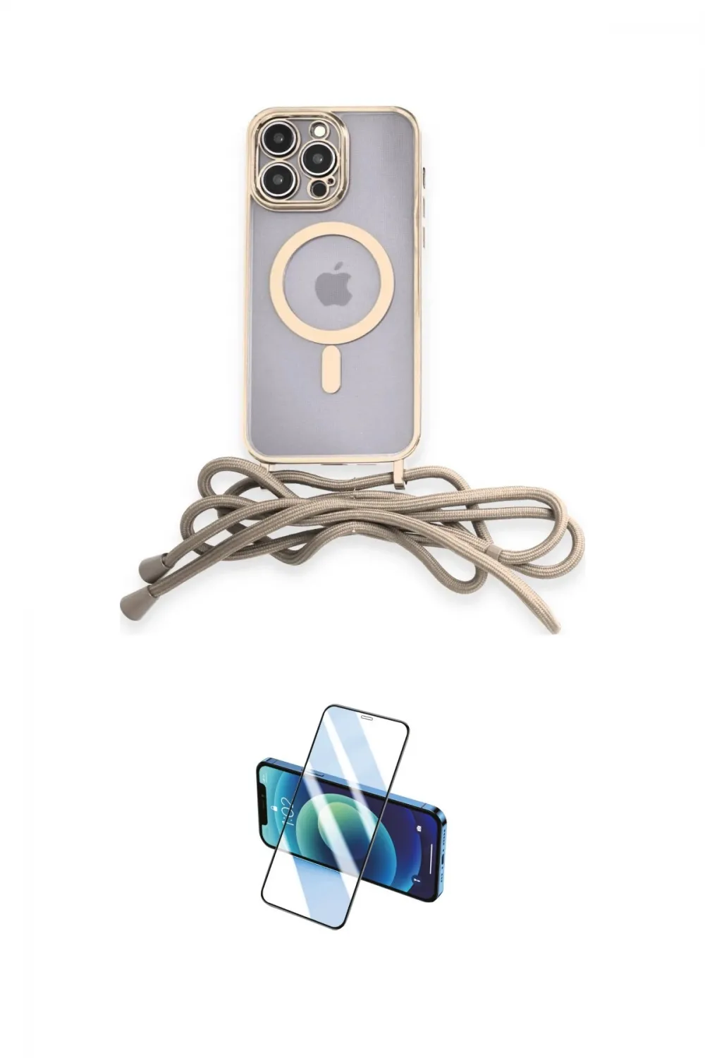 ieg™ iPhone 12 Pro Max Kılıf Eksen Özel Seri - Siyah 3D Antistatik Cam Ekran Koruyucu