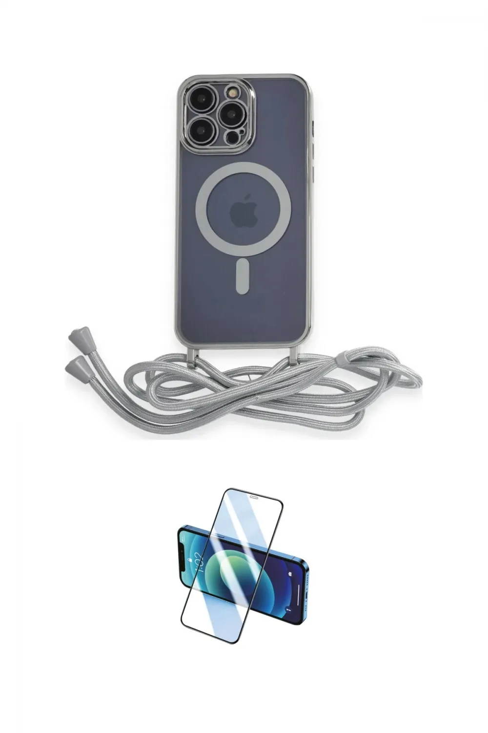 ieg™ iPhone 12 Pro Max Kılıf Eksen Özel Seri - Siyah 3D Antistatik Cam Ekran Koruyucu
