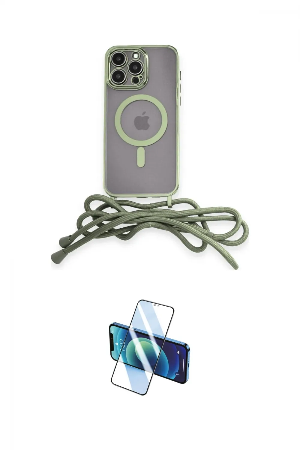 ieg™ iPhone 12 Pro Max Kılıf Eksen Özel Seri - Siyah 3D Antistatik Cam Ekran Koruyucu