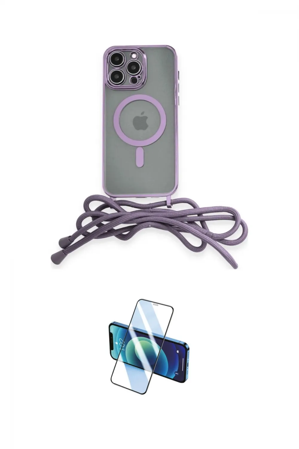 ieg™ iPhone 12 Pro Max Kılıf Eksen Özel Seri - Siyah 3D Antistatik Cam Ekran Koruyucu