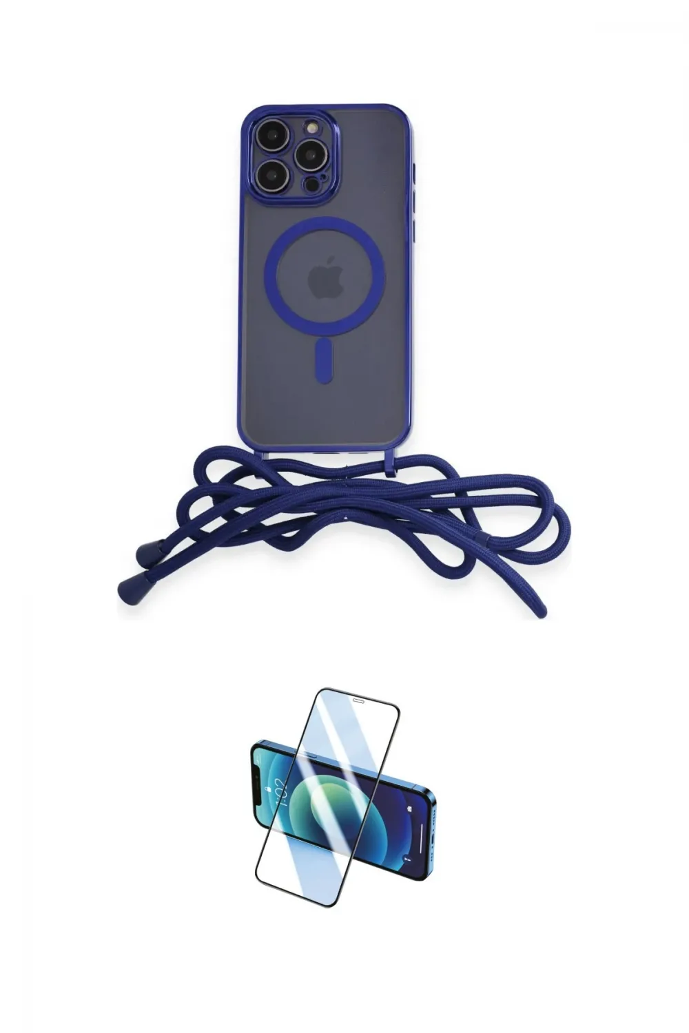 ieg™ iPhone 12 Pro Max Kılıf Eksen Özel Seri - Siyah 3D Antistatik Cam Ekran Koruyucu