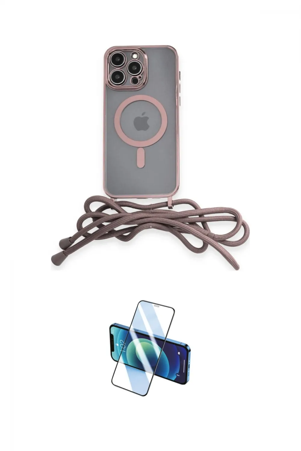 ieg™ iPhone 12 Pro Max Kılıf Eksen Özel Seri - Siyah 3D Antistatik Cam Ekran Koruyucu
