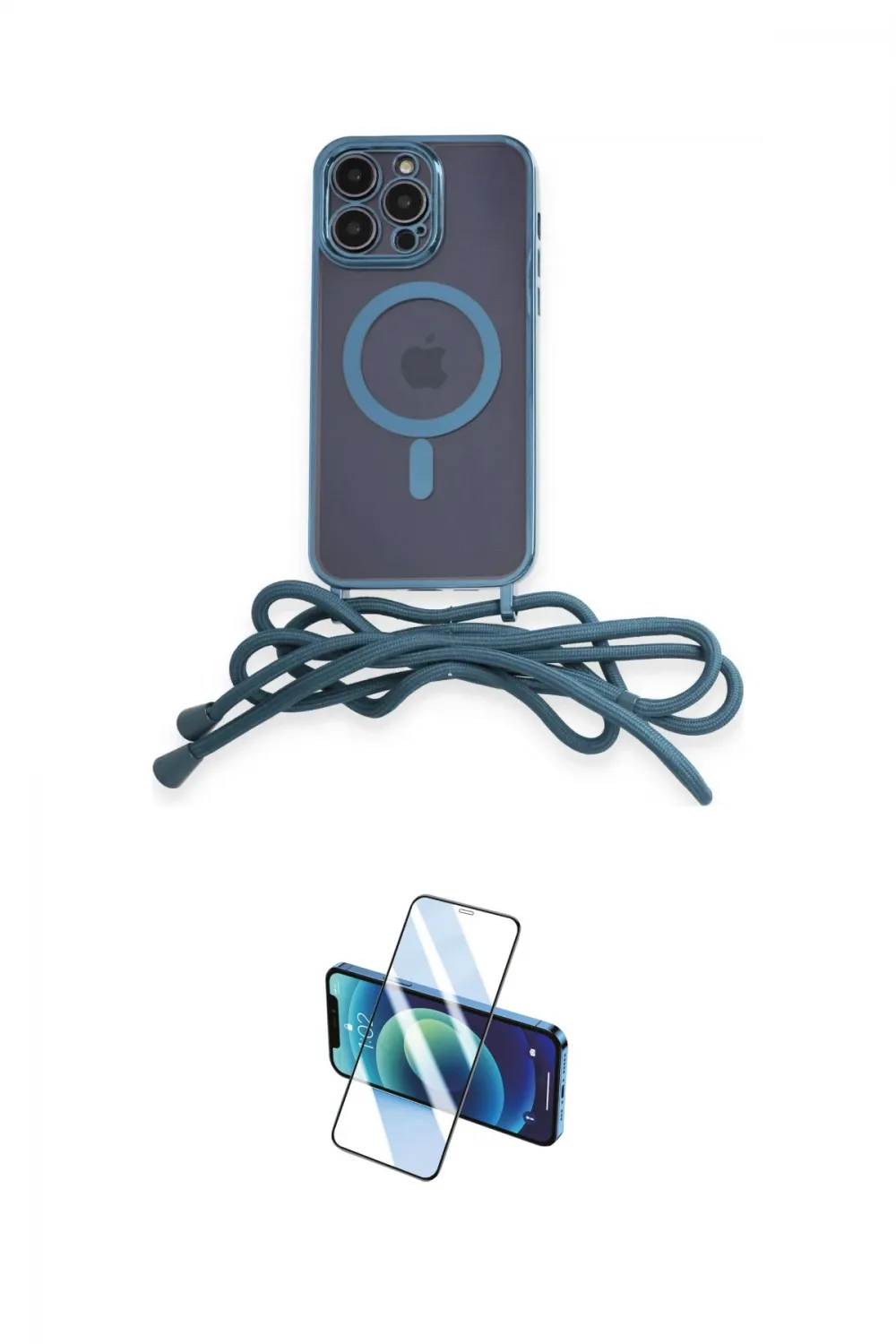 ieg™ iPhone 12 Pro Max Kılıf Eksen Özel Seri - Siyah 3D Antistatik Cam Ekran Koruyucu