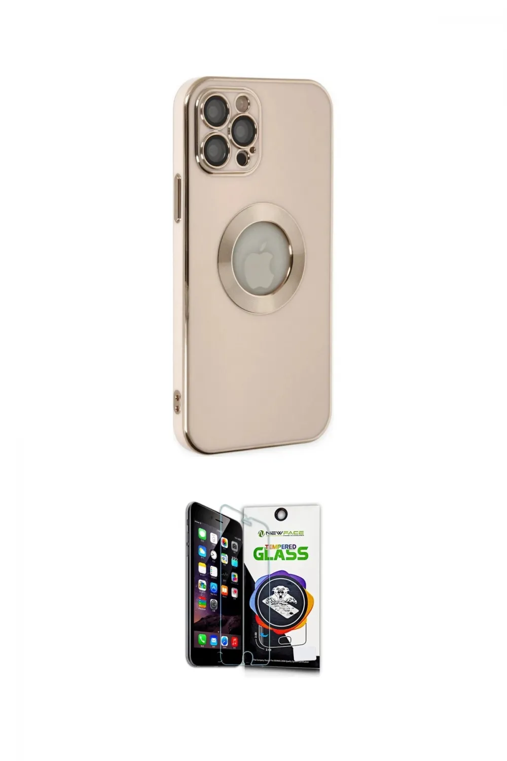 ieg™ iPhone 12 Pro Max Kılıf İz Form Serisi - Şeffaf Temperli Cam Ekran Koruyucu