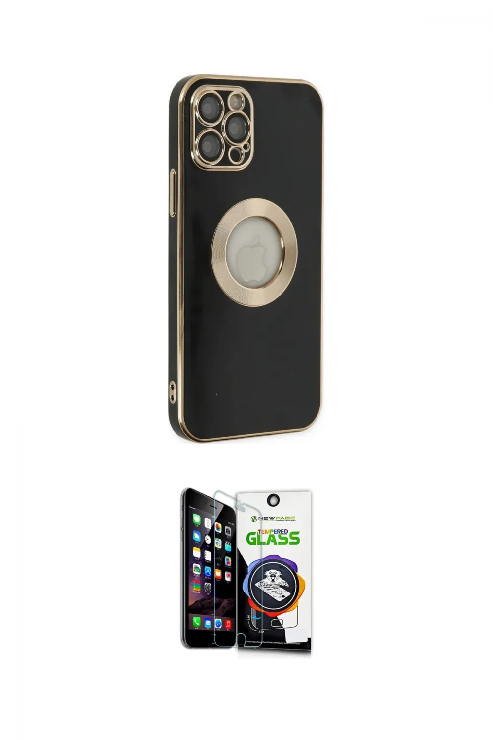 ieg™ iPhone 12 Pro Max Kılıf İz Form Serisi - Şeffaf Temperli Cam Ekran Koruyucu
