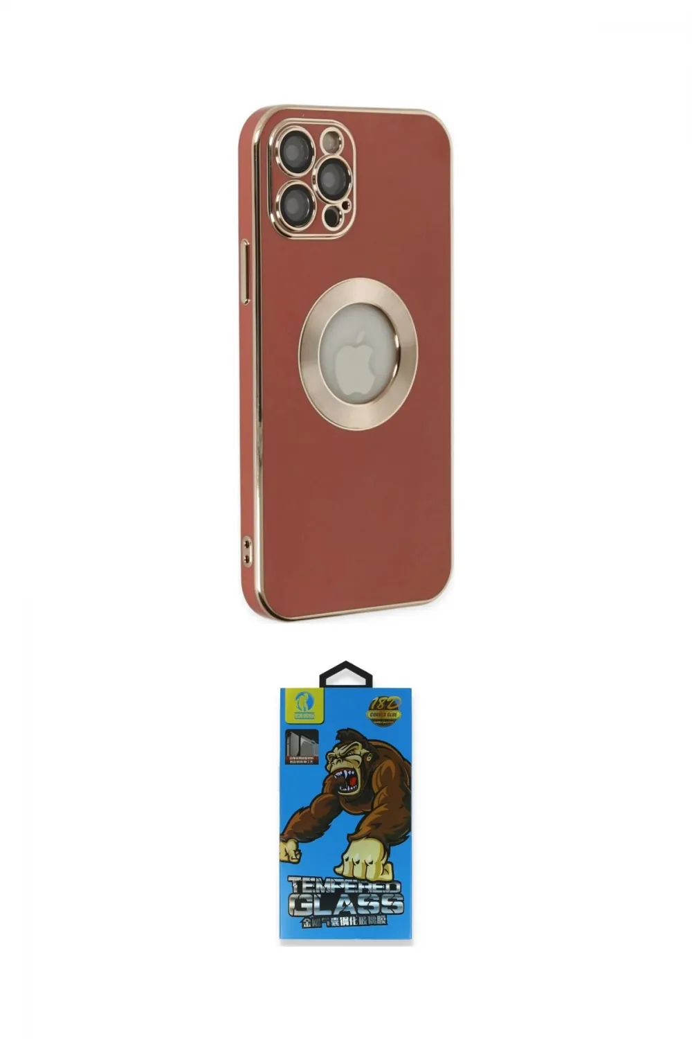 ieg™ iPhone 12 Pro Max Kılıf İz Form Serisi - Siyah 18D Cam Ekran Koruyucu