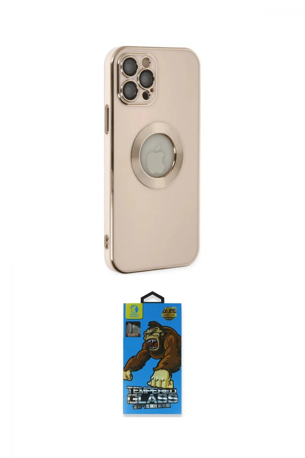 ieg™ iPhone 12 Pro Max Kılıf İz Form Serisi - Siyah 18D Cam Ekran Koruyucu