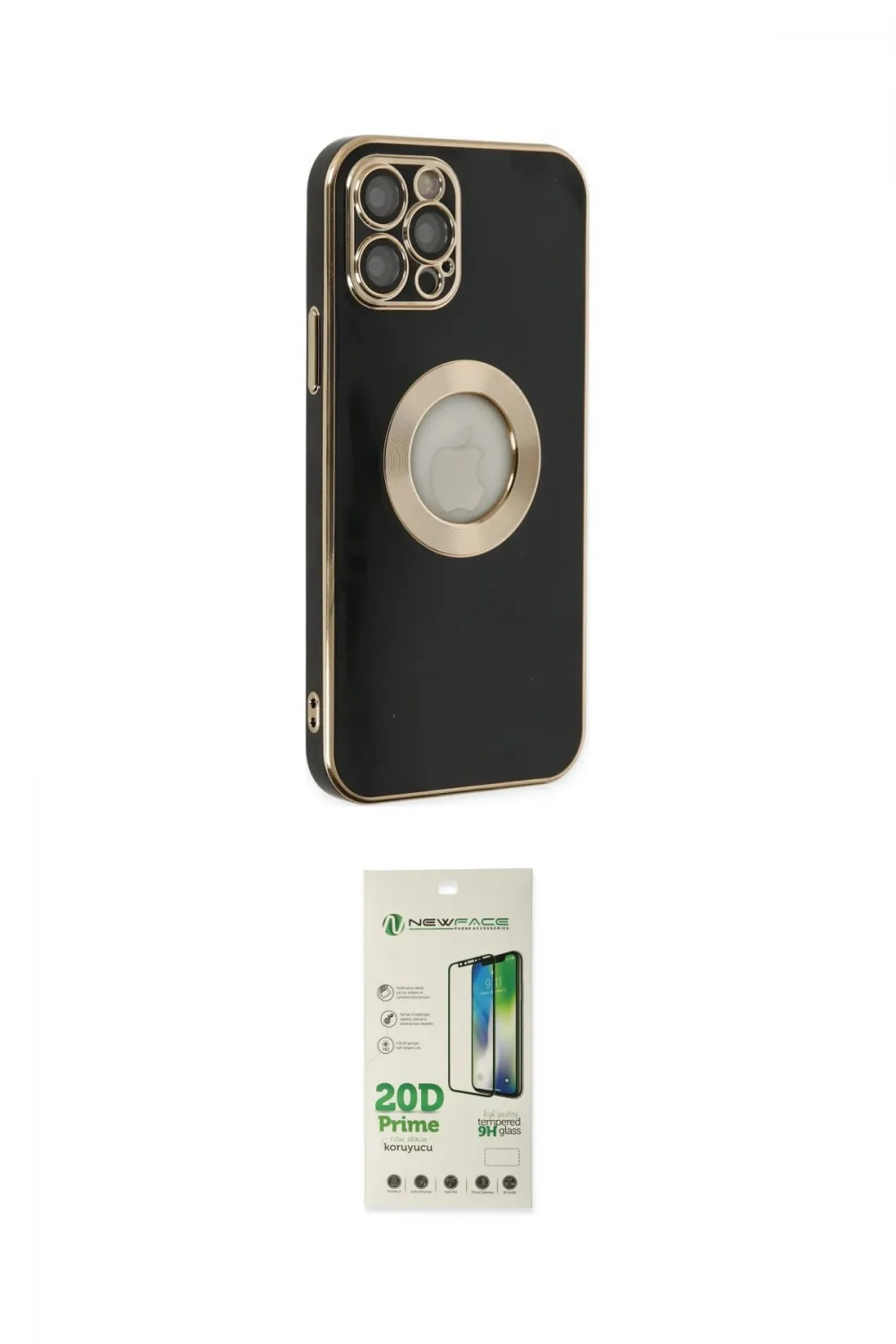 ieg™ iPhone 12 Pro Max Kılıf İz Form Serisi - Siyah 20D Premium Cam Ekran Koruyucu