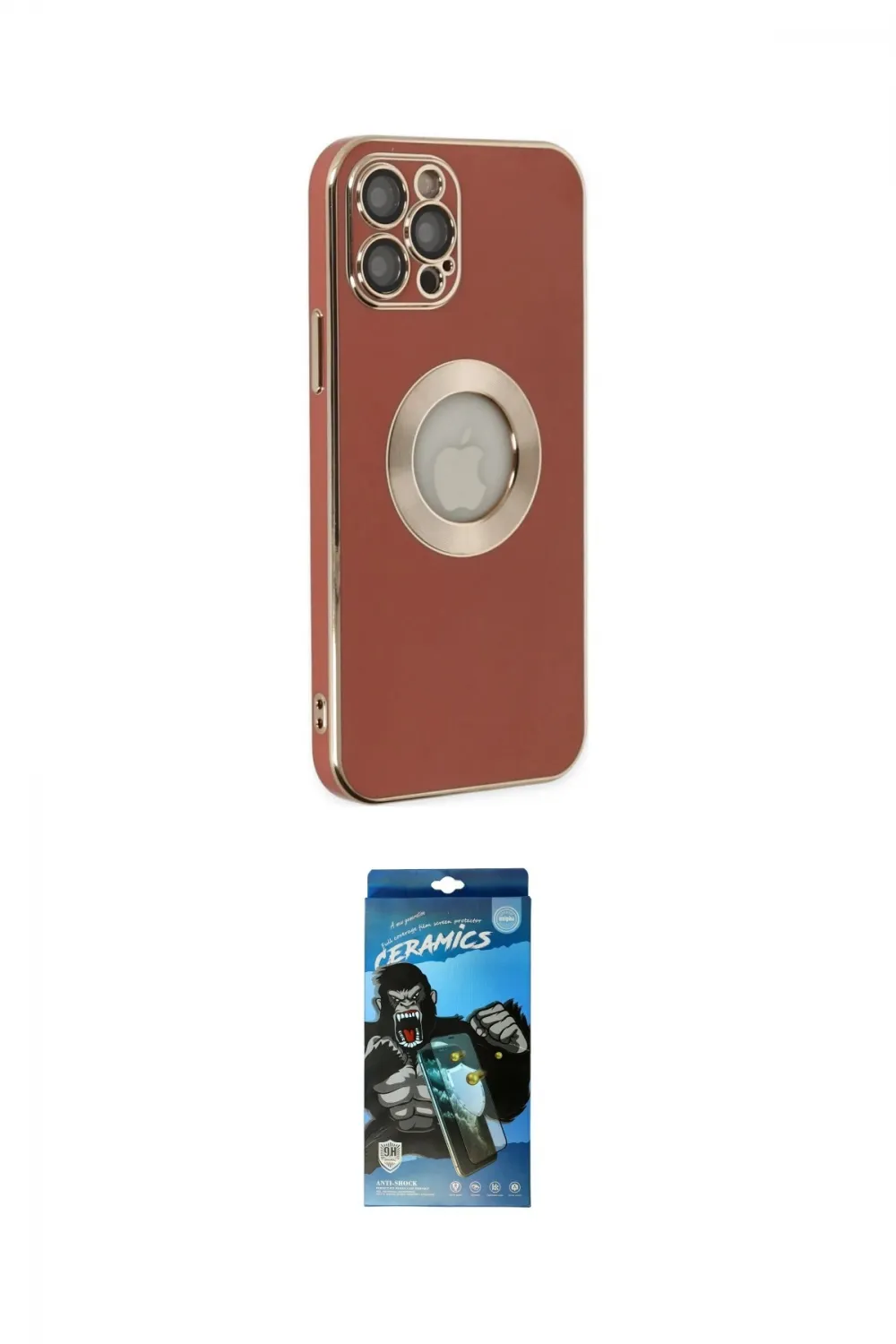 ieg™ iPhone 12 Pro Max Kılıf İz Form Serisi - Siyah 34D Izgaralı Cam