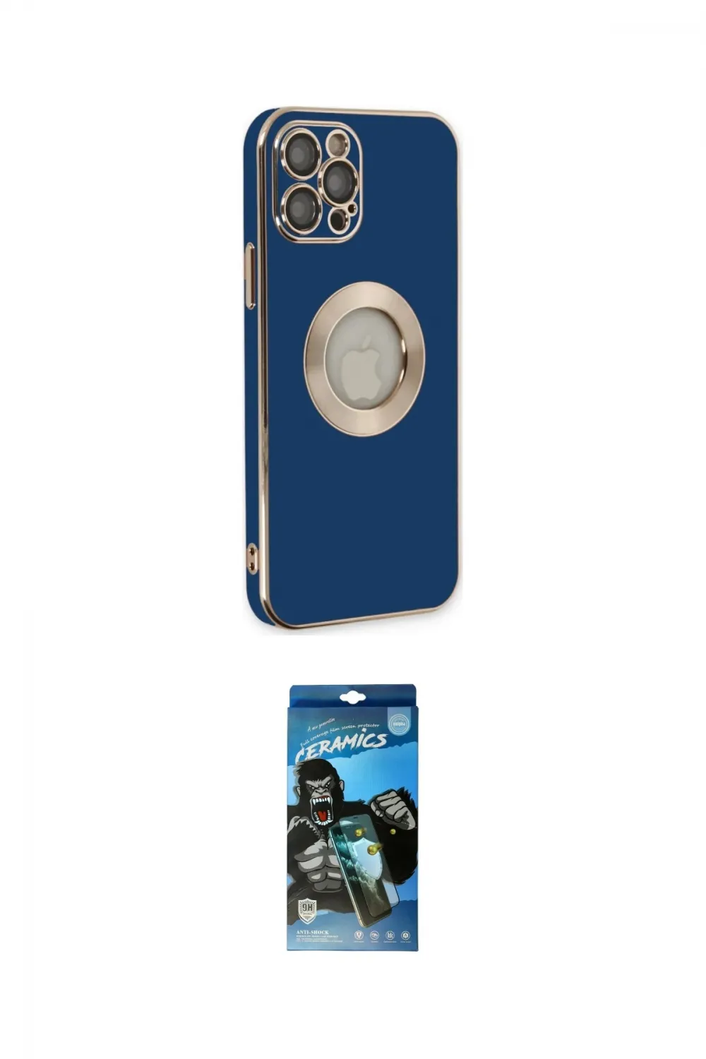 ieg™ iPhone 12 Pro Max Kılıf İz Form Serisi - Siyah 34D Izgaralı Cam