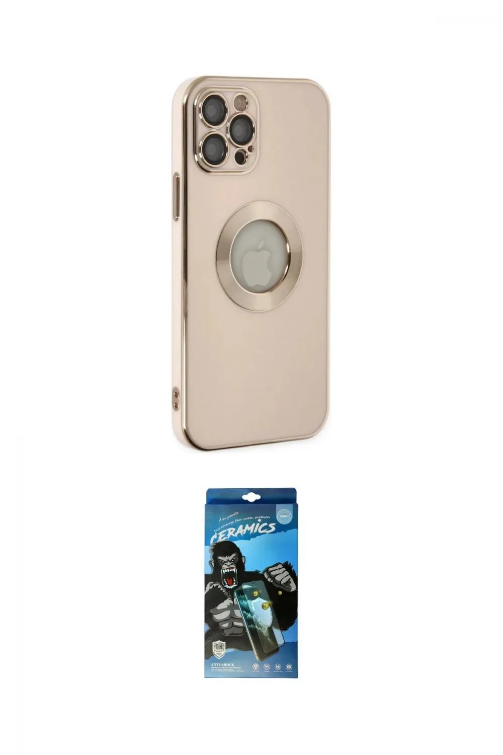 ieg™ iPhone 12 Pro Max Kılıf İz Form Serisi - Siyah 34D Izgaralı Cam