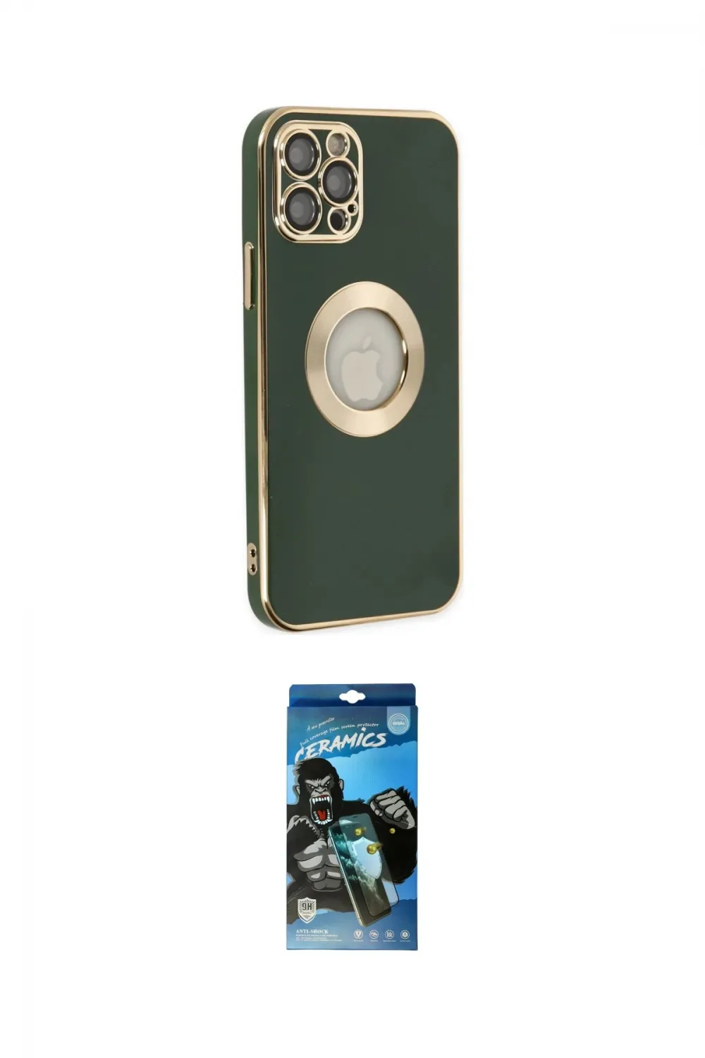 ieg™ iPhone 12 Pro Max Kılıf İz Form Serisi - Siyah 34D Izgaralı Cam