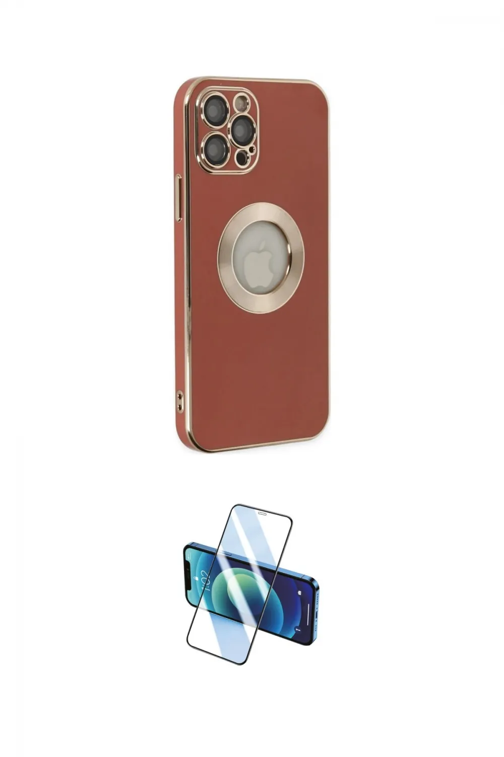 ieg™ iPhone 12 Pro Max Kılıf İz Form Serisi - Siyah 3D Antistatik Cam Ekran Koruyucu