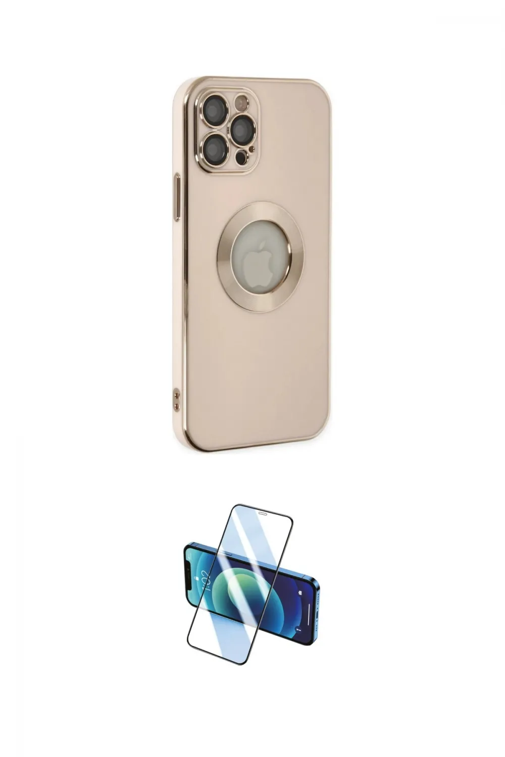 ieg™ iPhone 12 Pro Max Kılıf İz Form Serisi - Siyah 3D Antistatik Cam Ekran Koruyucu