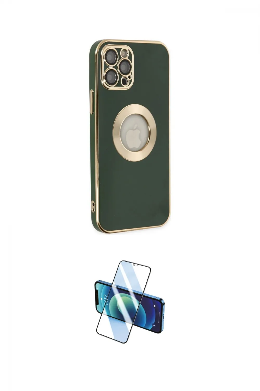 ieg™ iPhone 12 Pro Max Kılıf İz Form Serisi - Siyah 3D Antistatik Cam Ekran Koruyucu