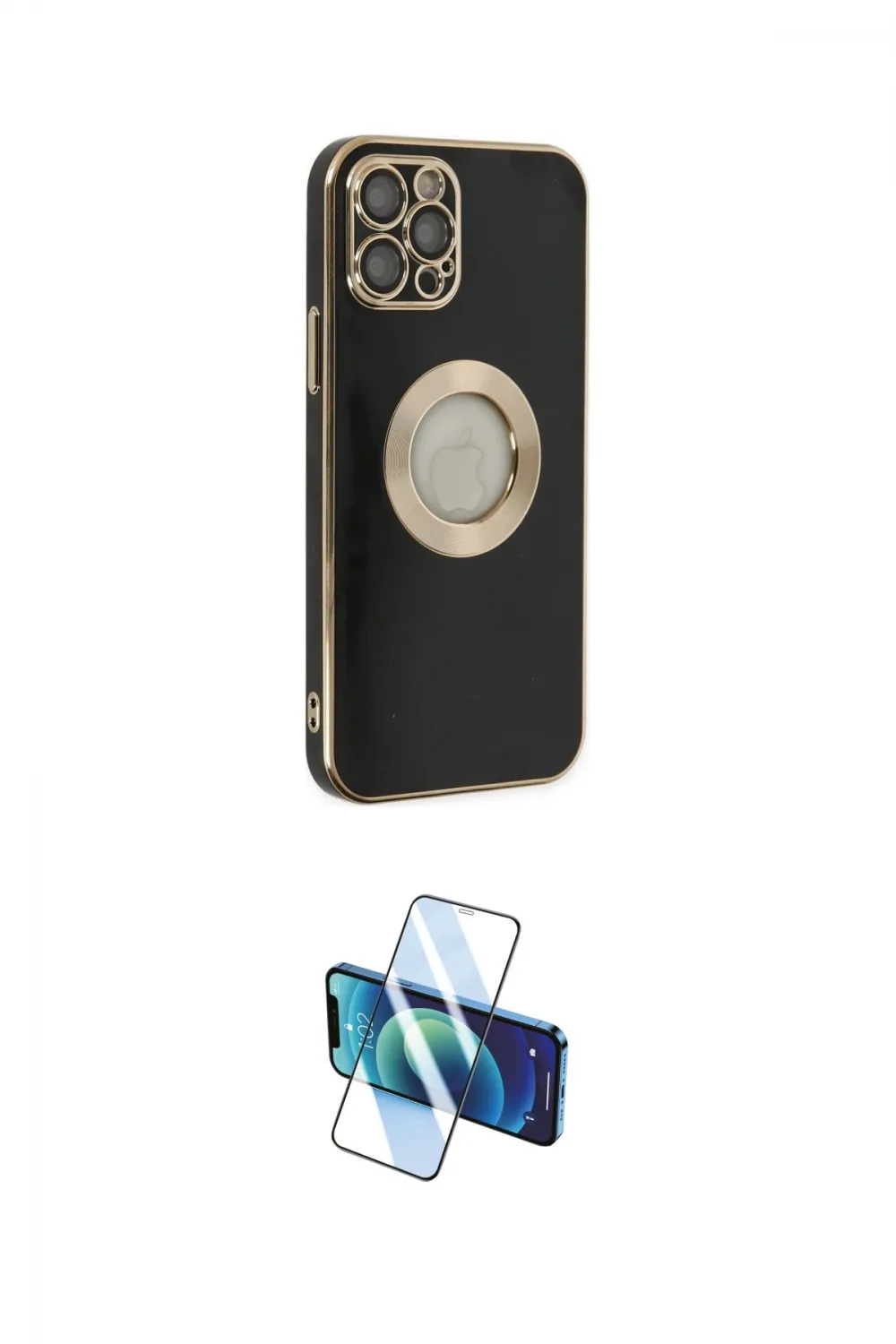 ieg™ iPhone 12 Pro Max Kılıf İz Form Serisi - Siyah 3D Antistatik Seramik Nano Ekran Koruyucu