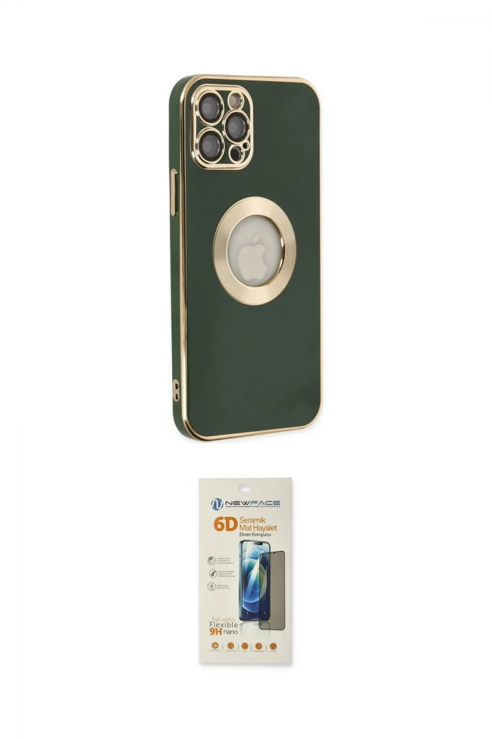 ieg™ iPhone 12 Pro Max Kılıf İz Form Serisi - Siyah 6D Mat Seramik Hayalet Nano Ekran Koruyucu