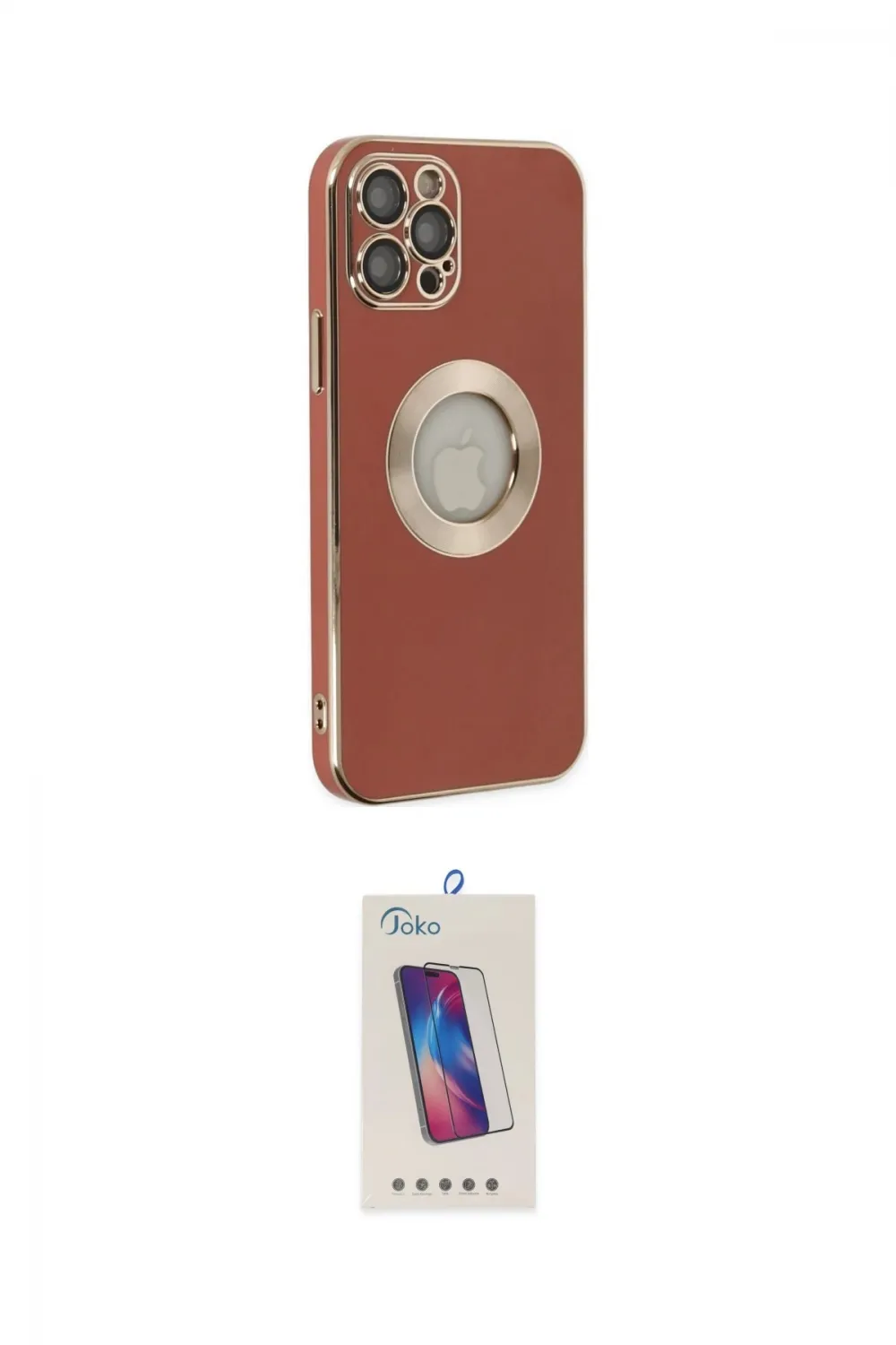 ieg™ iPhone 12 Pro Max Kılıf İz Form Serisi - Siyah Joko 5D Cam