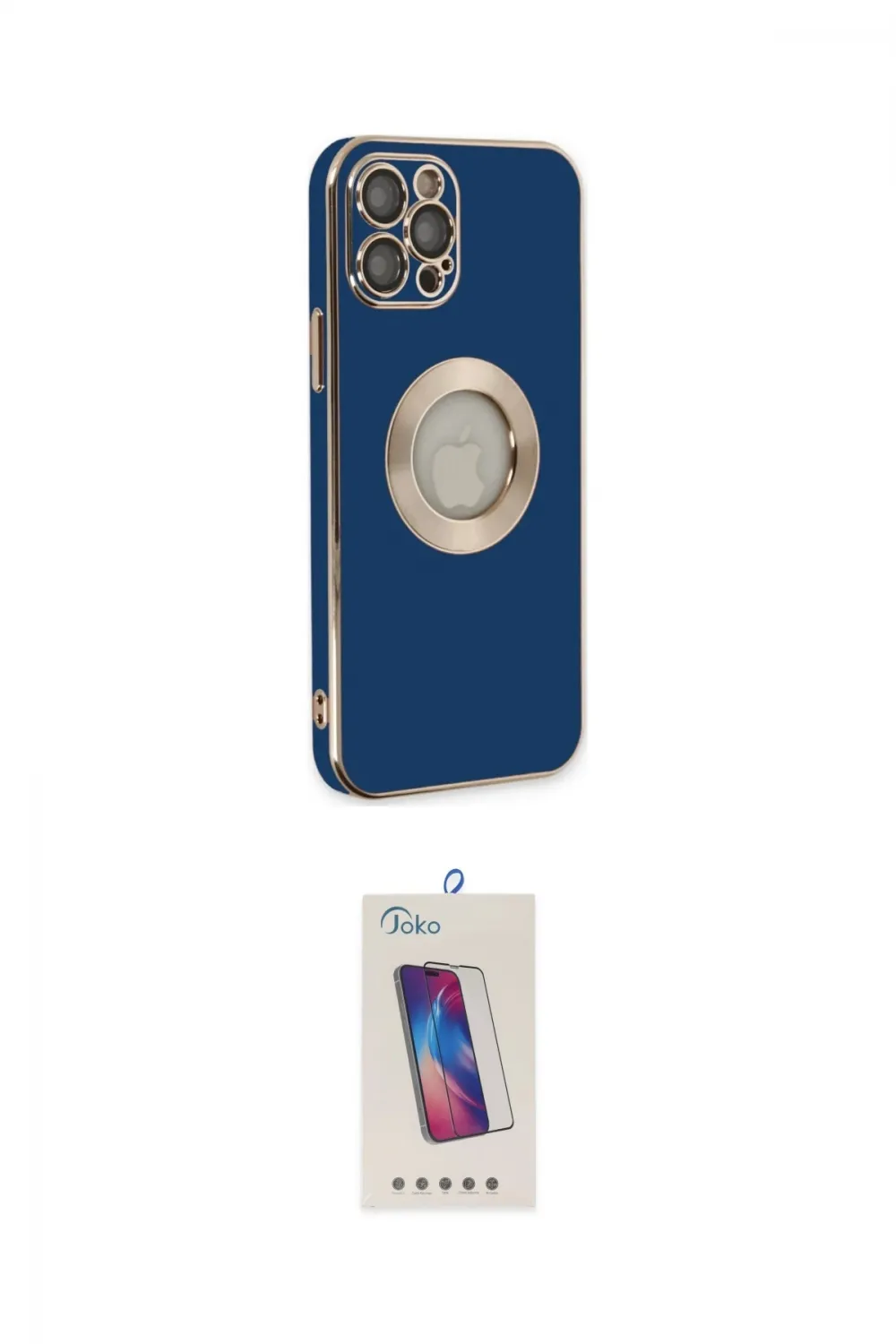 ieg™ iPhone 12 Pro Max Kılıf İz Form Serisi - Siyah Joko 5D Cam