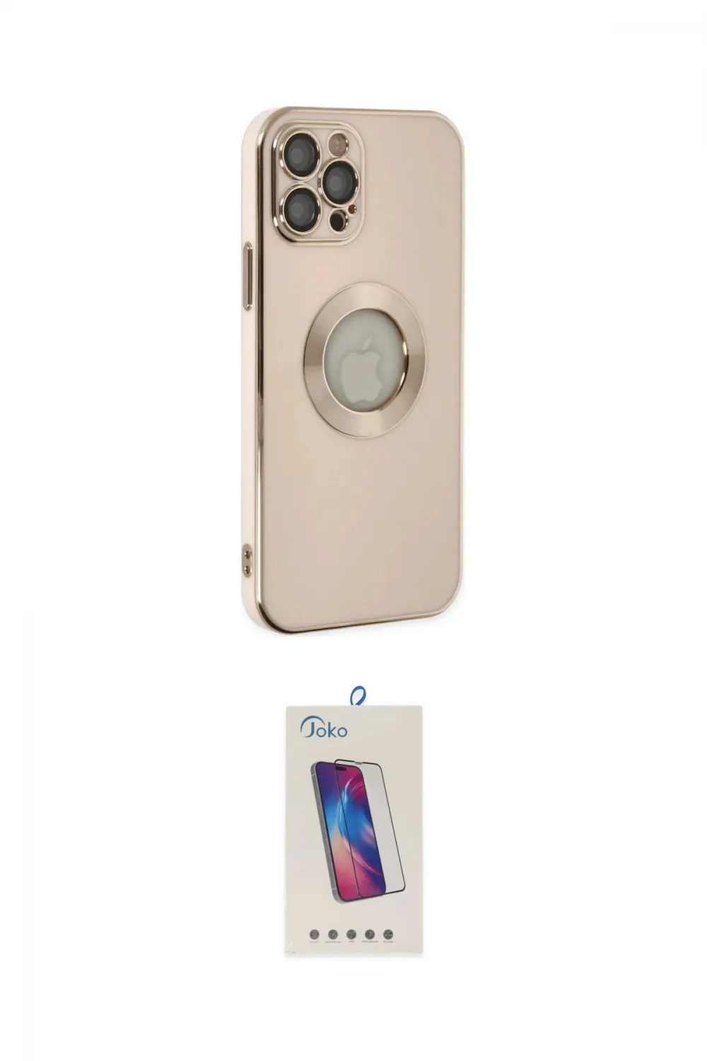 ieg™ iPhone 12 Pro Max Kılıf İz Form Serisi - Siyah Joko 5D Cam