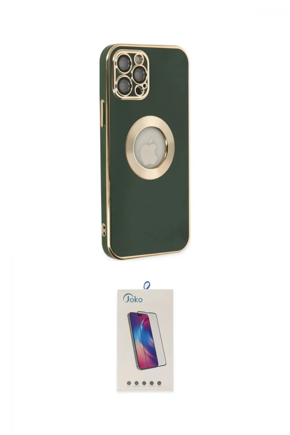 ieg™ iPhone 12 Pro Max Kılıf İz Form Serisi - Siyah Joko 5D Cam