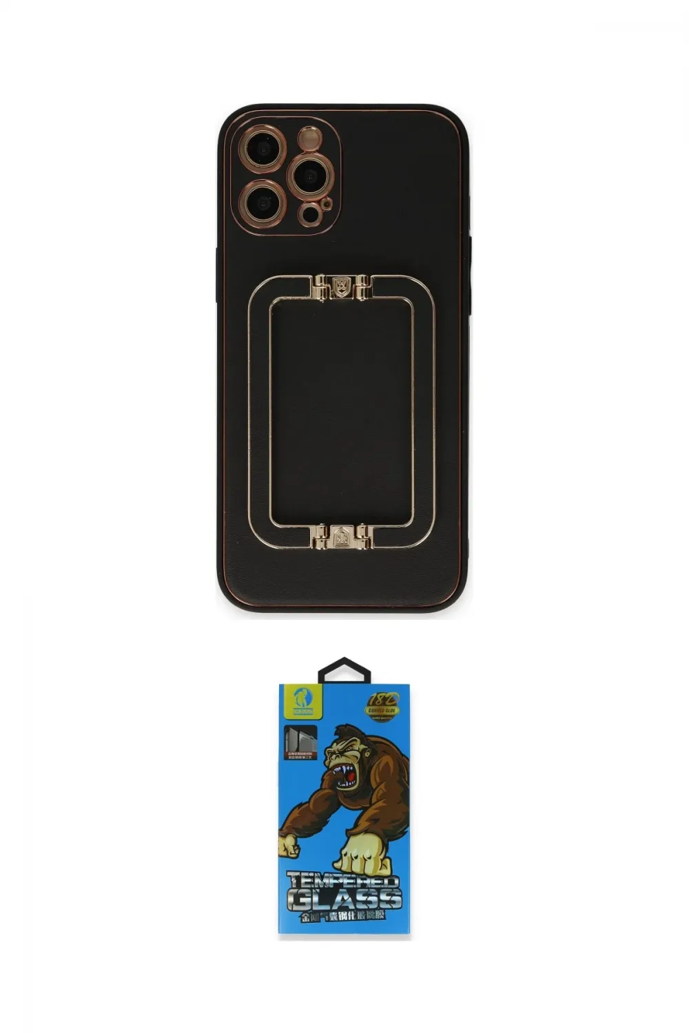 ieg™ iPhone 12 Pro Max Kılıf Kozmos Minimal Prime - Siyah 18D Cam Ekran Koruyucu