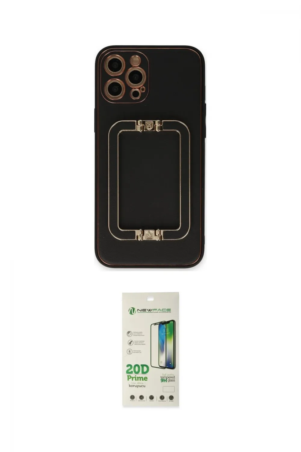 ieg™ iPhone 12 Pro Max Kılıf Kozmos Minimal Prime - Siyah 20D Premium Cam Ekran Koruyucu