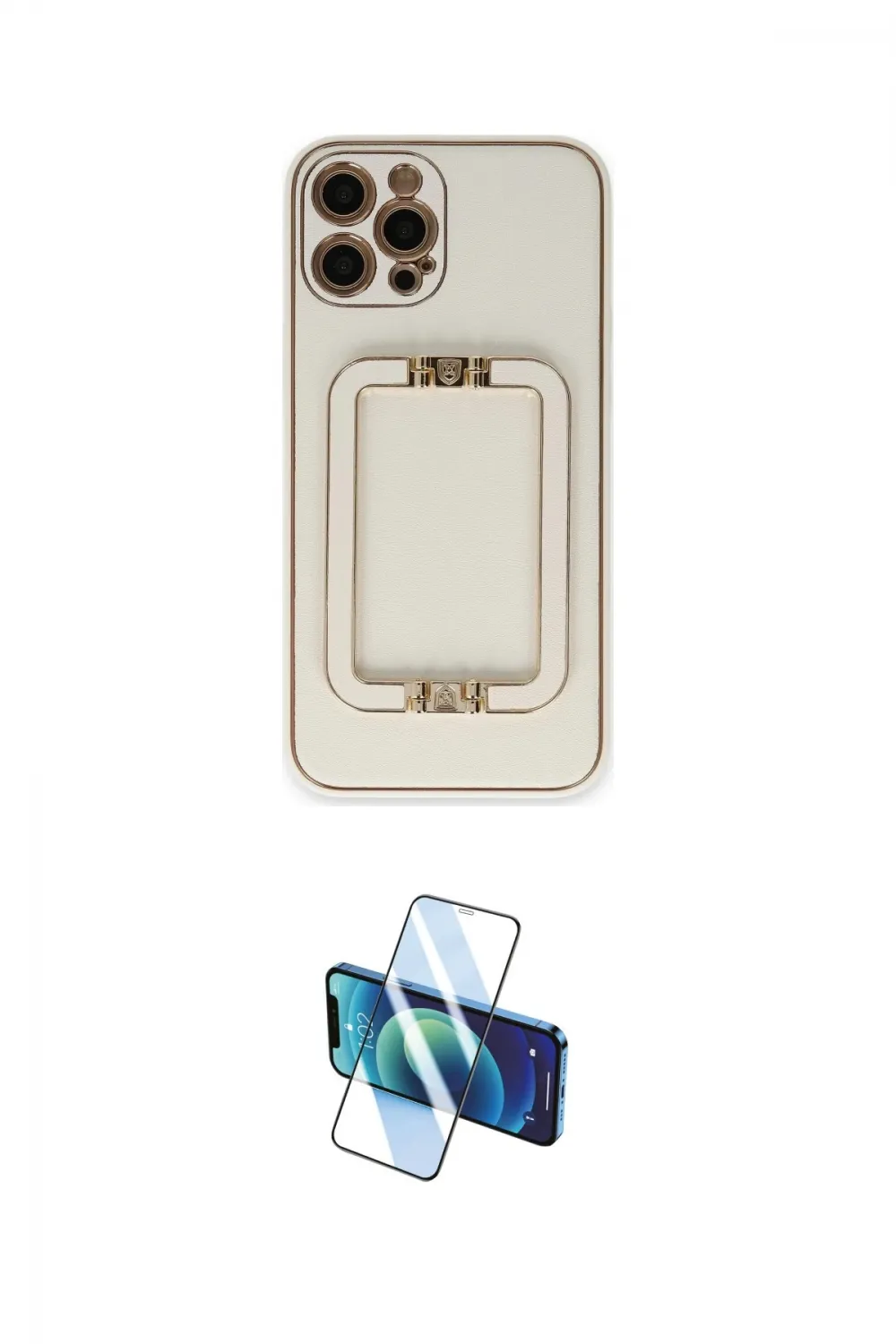 ieg™ iPhone 12 Pro Max Kılıf Kozmos Minimal Prime - Siyah 3D Antistatik Seramik Nano Ekran Koruyucu