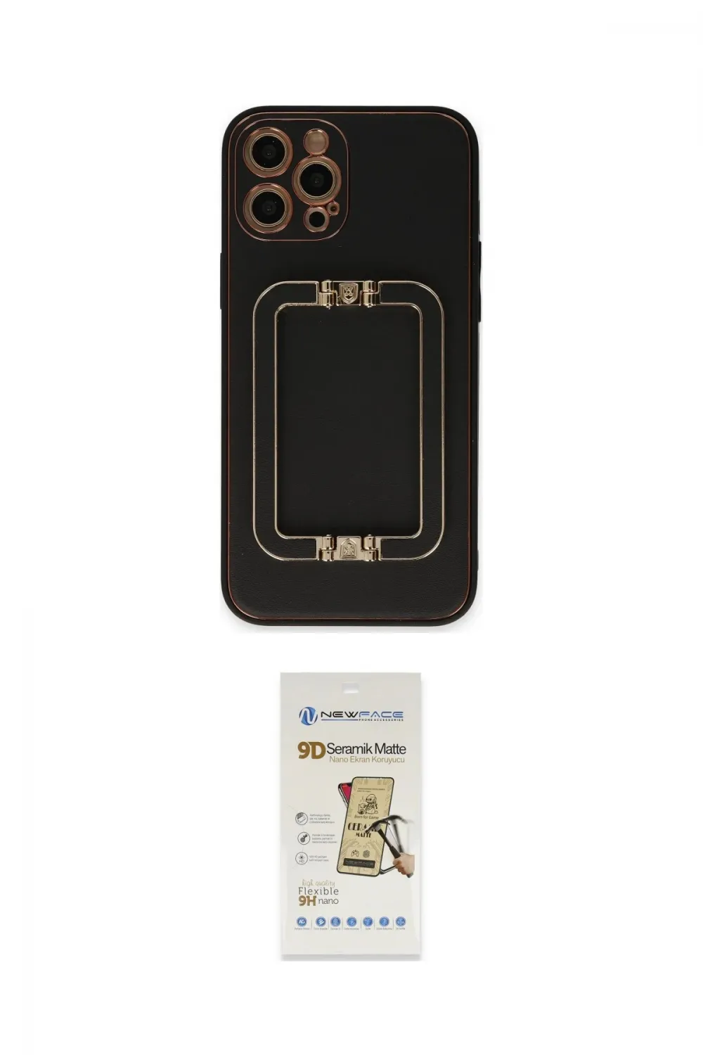 ieg™ iPhone 12 Pro Max Kılıf Kozmos Minimal Prime - Siyah Mat Seramik Nano Ekran Koruyucu