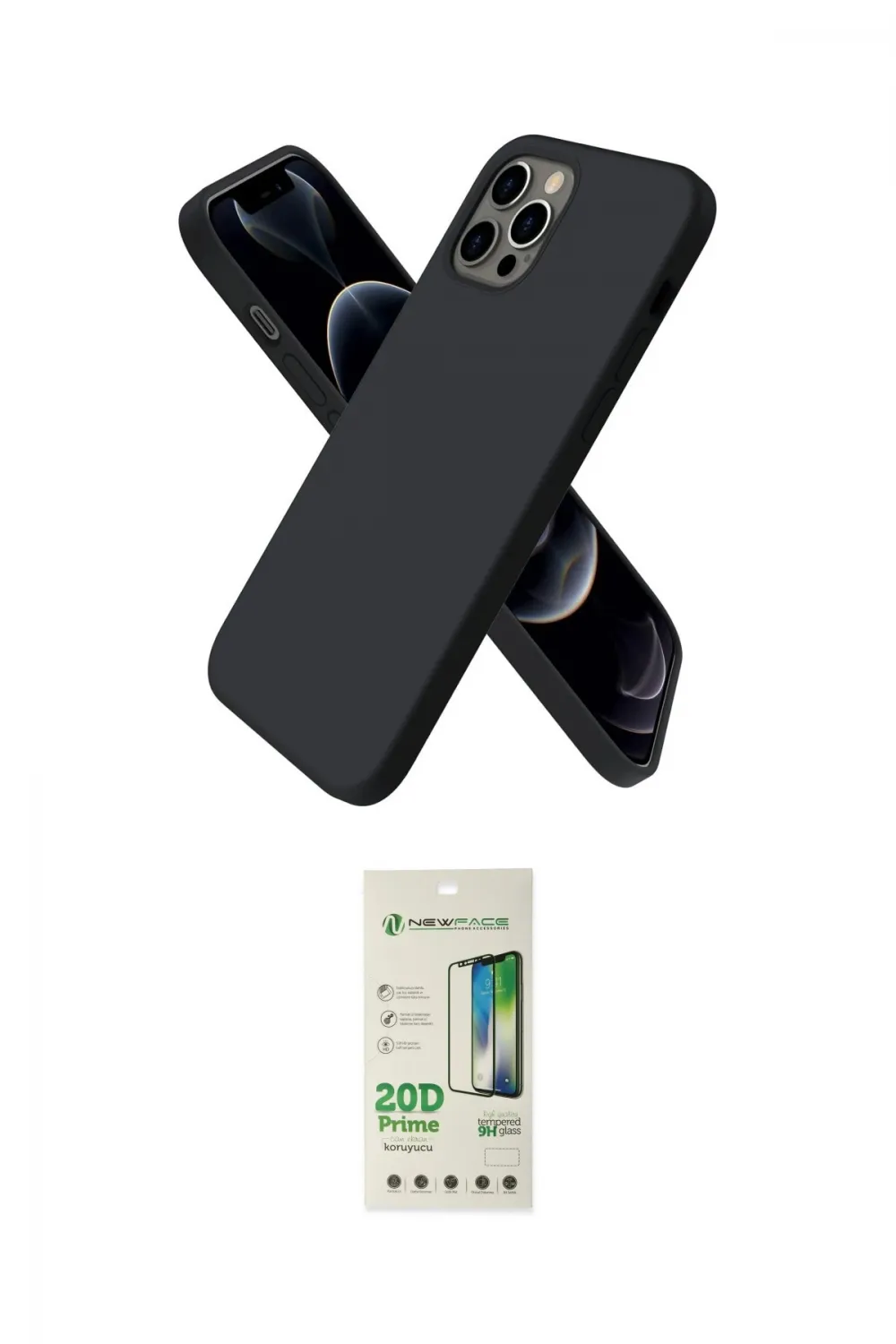 ieg™ iPhone 12 Pro Max Kılıf Kozmos Yansıma Özel Seri - Siyah 20D Premium Cam Ekran Koruyucu