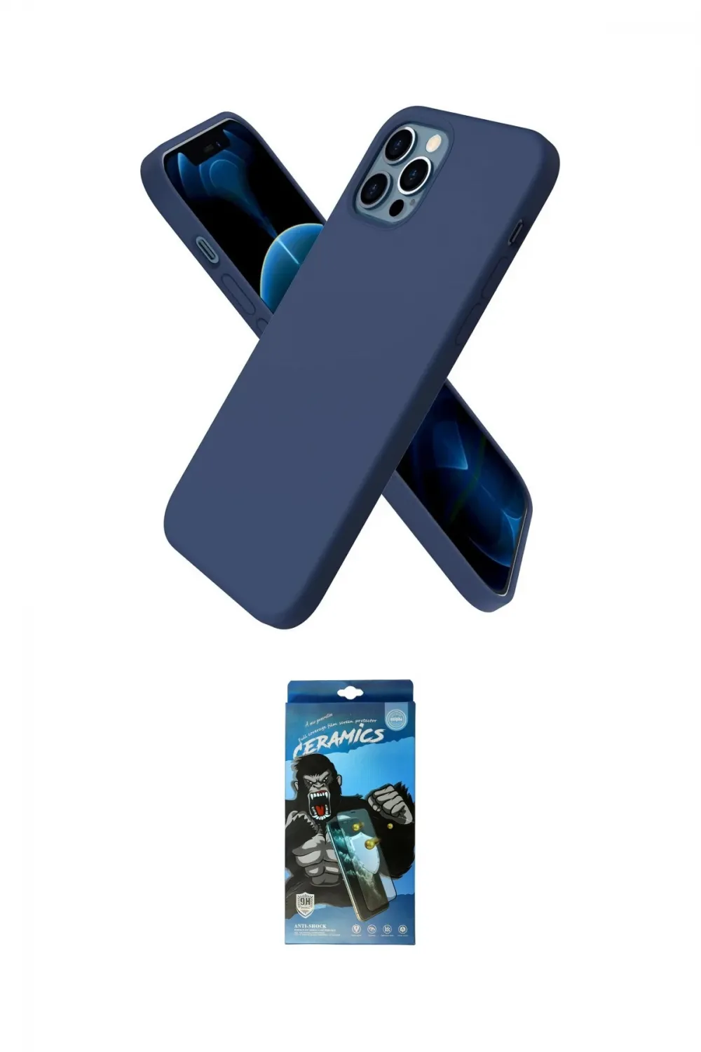 ieg™ iPhone 12 Pro Max Kılıf Kozmos Yansıma Özel Seri - Siyah 34D Izgaralı Cam