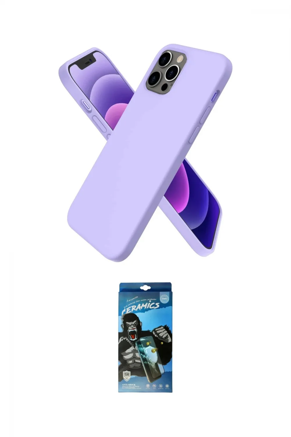 ieg™ iPhone 12 Pro Max Kılıf Kozmos Yansıma Özel Seri - Siyah 34D Izgaralı Cam