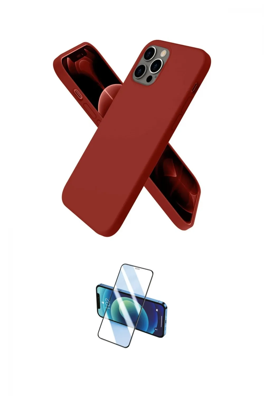 ieg™ iPhone 12 Pro Max Kılıf Kozmos Yansıma Özel Seri - Siyah 3D Antistatik Cam Ekran Koruyucu