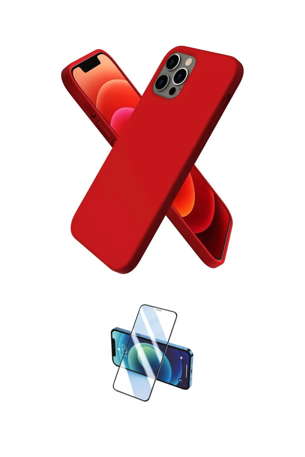 ieg™ iPhone 12 Pro Max Kılıf Kozmos Yansıma Özel Seri - Siyah 3D Antistatik Cam Ekran Koruyucu