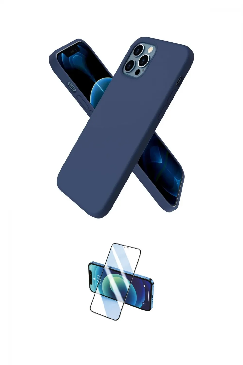 ieg™ iPhone 12 Pro Max Kılıf Kozmos Yansıma Özel Seri - Siyah 3D Antistatik Cam Ekran Koruyucu