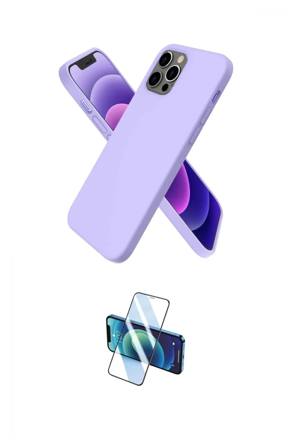 ieg™ iPhone 12 Pro Max Kılıf Kozmos Yansıma Özel Seri - Siyah 3D Antistatik Cam Ekran Koruyucu