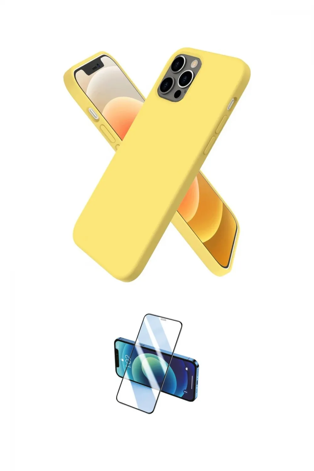 ieg™ iPhone 12 Pro Max Kılıf Kozmos Yansıma Özel Seri - Siyah 3D Antistatik Cam Ekran Koruyucu