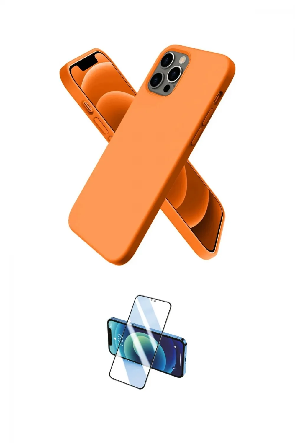 ieg™ iPhone 12 Pro Max Kılıf Kozmos Yansıma Özel Seri - Siyah 3D Antistatik Cam Ekran Koruyucu